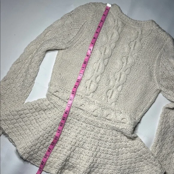 Anthropologie Sparrow Stitchy Peplum button cardigan tie waist wool blend M - Picture 11 of 11